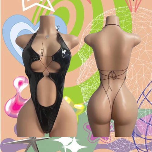 Vyxen Licorice Vinyl Stripper Shiny One piece