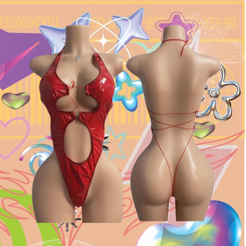 Teddy Vinyl Stripper Shiny One piece